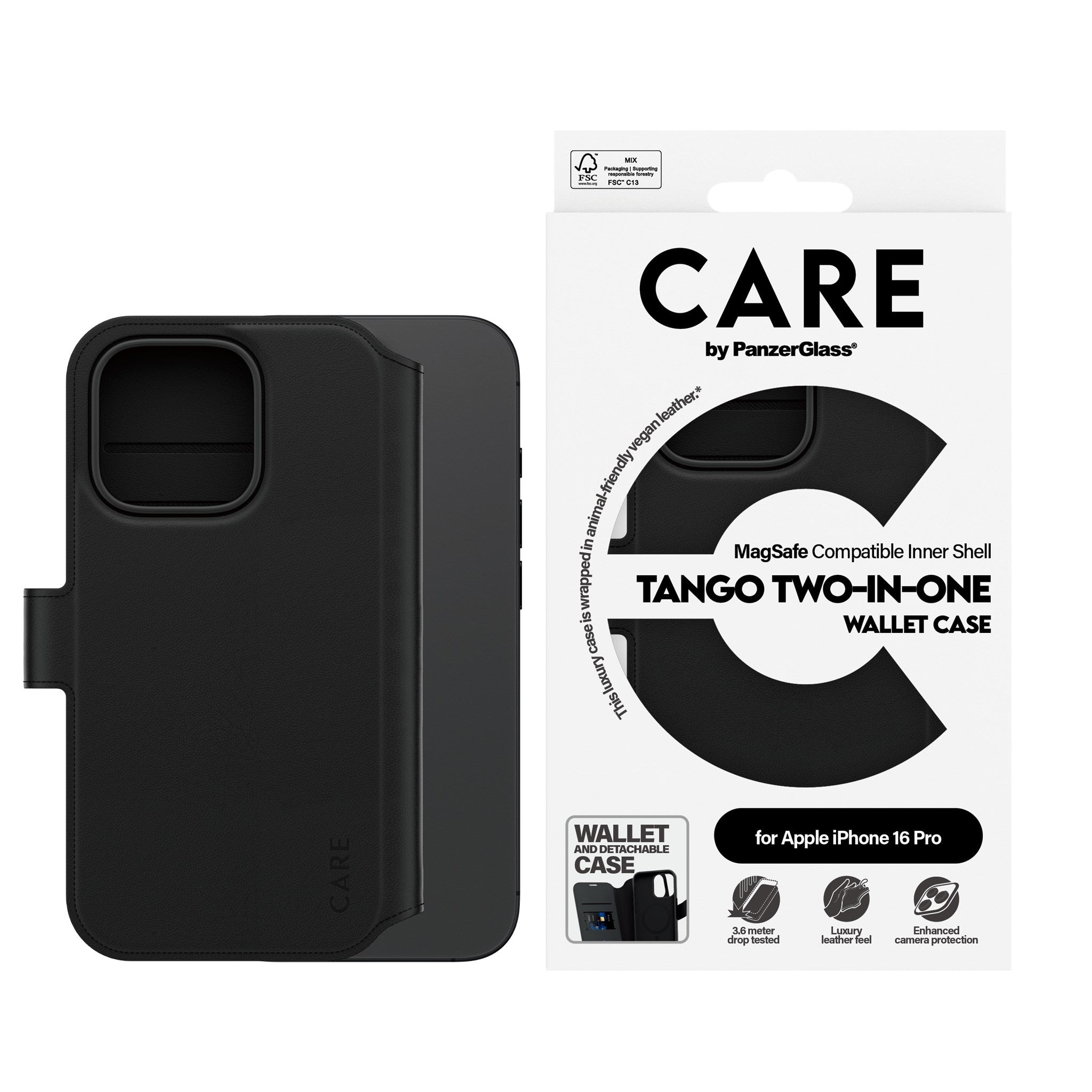 CARE by PanzerGlass® Tango Two-in-One Wallet Case m. MagSafe iPhone 16 Pro